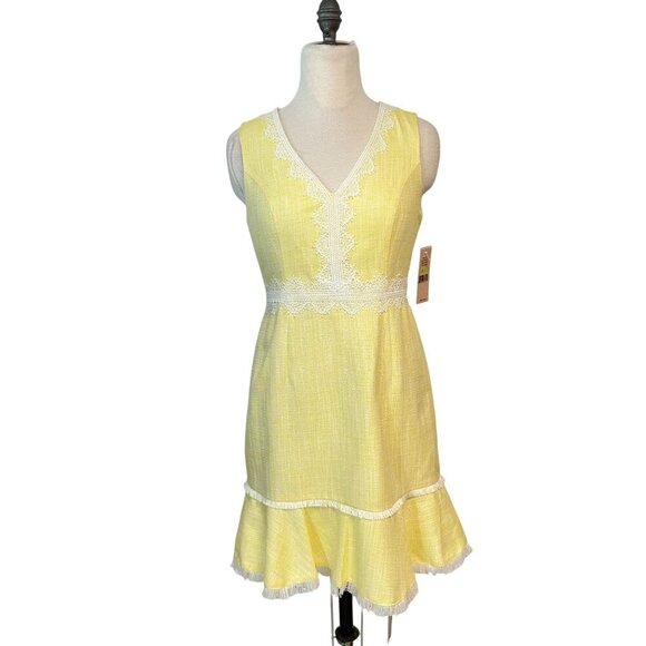 Nanette Lepore Yellow Sleeveless Bouclé Dress Size 4 NWT - Picture 3 of 8